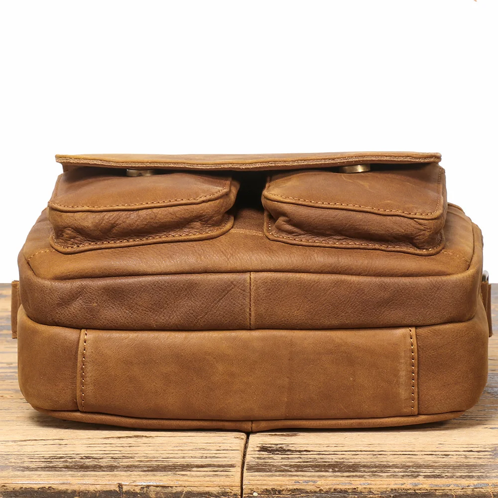 Men's Nubuck Leather Crossbody Bag Genuine Top Grain Cowhide Casual Everyday Bag Fits iPad