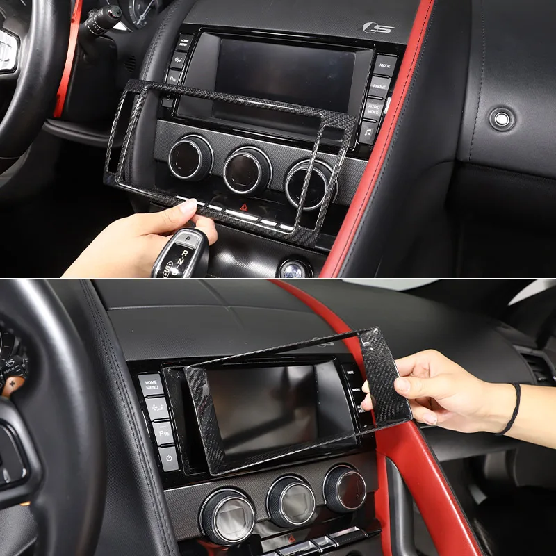 

For Jaguar F-Type 2013-2018 Real carbon fiber Car Navigation Screen Frame Decoration Accessories