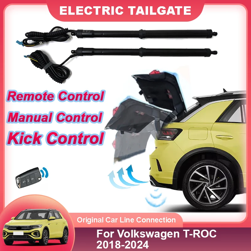 Car Electric Tailgate Lift Electric Motor For Trunk Drive Foot Kick Sensor Rear Door Power Kit For Volkswagen T-ROC 2018 to 2024