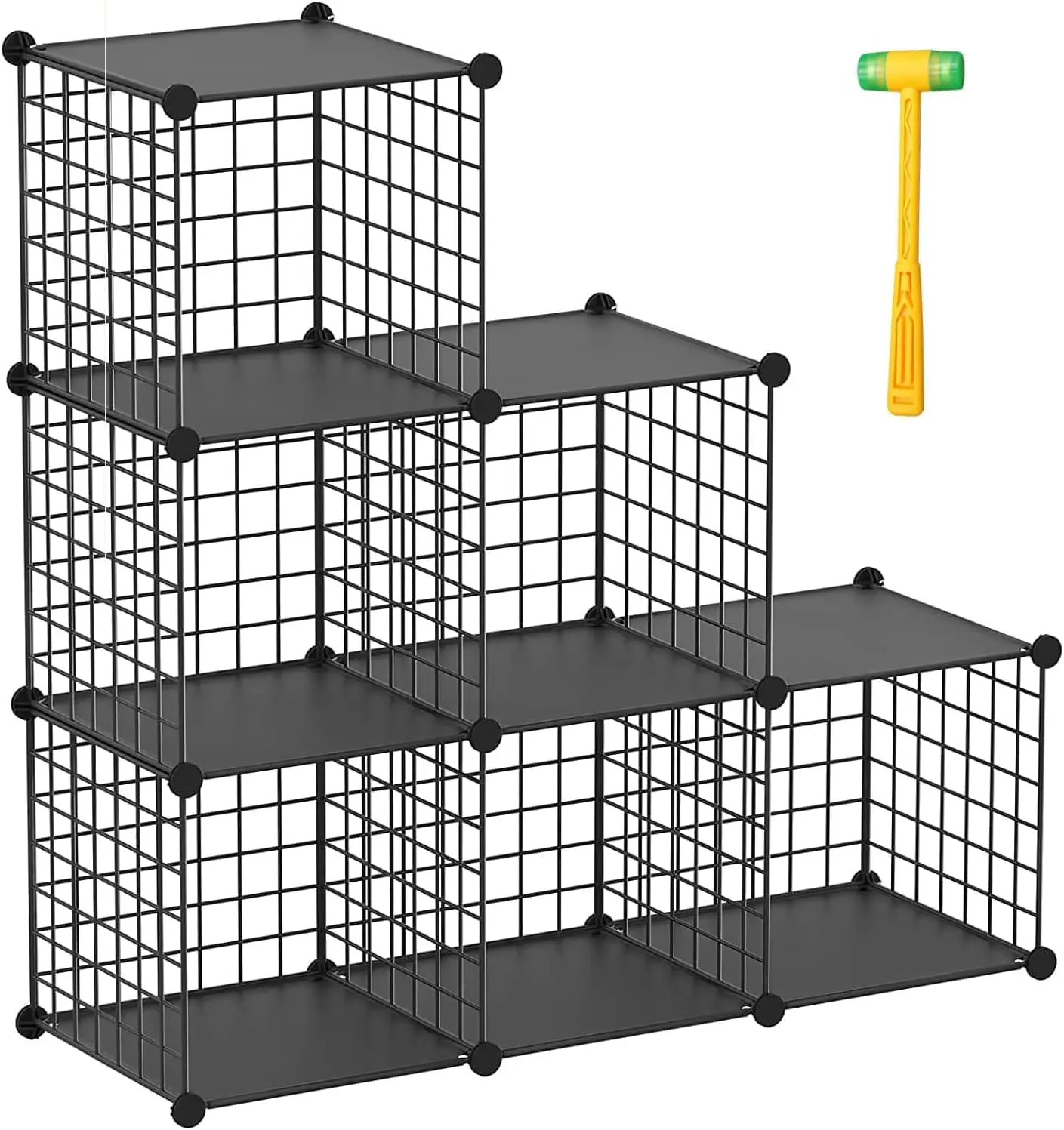 

Wire Cube Storage Organizer, Stackable Metal Shelves for Bedroom, Living Room, Office - 6-Cube Black