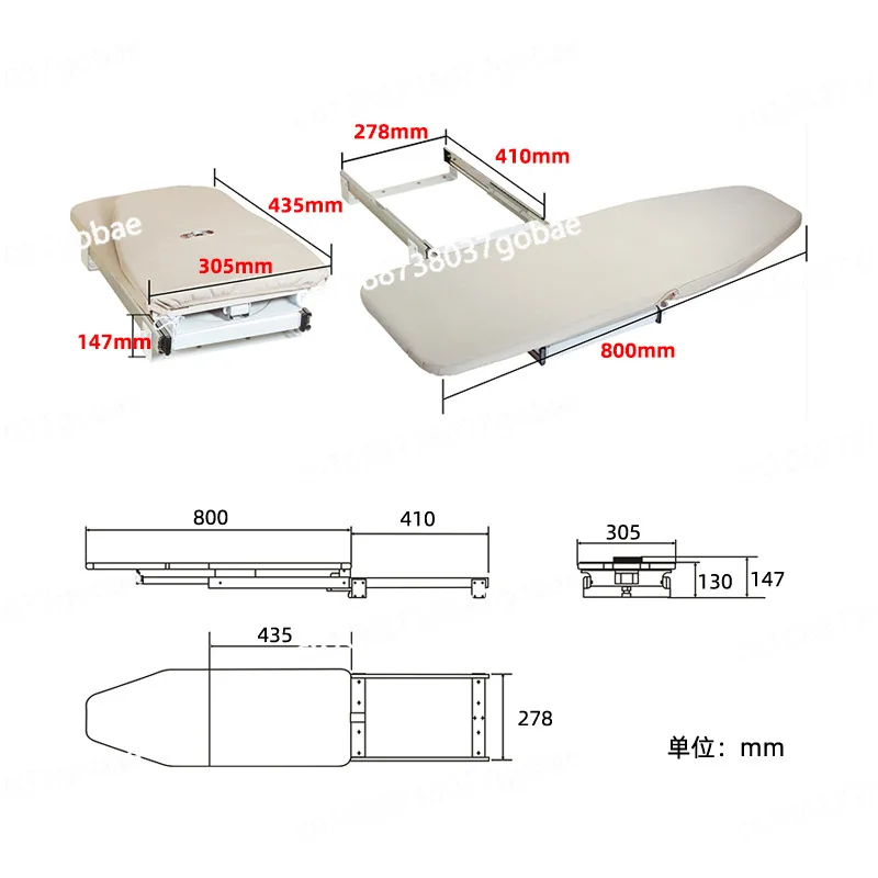 Wardrobe ironing board 180 degrees rotation solid wood pull hidden folding