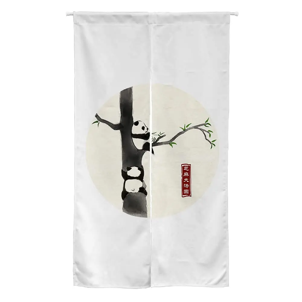 Japanese Ink Panda Cute Series Noren Doorway Curtain Polyester Blend Door Curtain for Kitchen Tapestry Wall Hanging Decoration