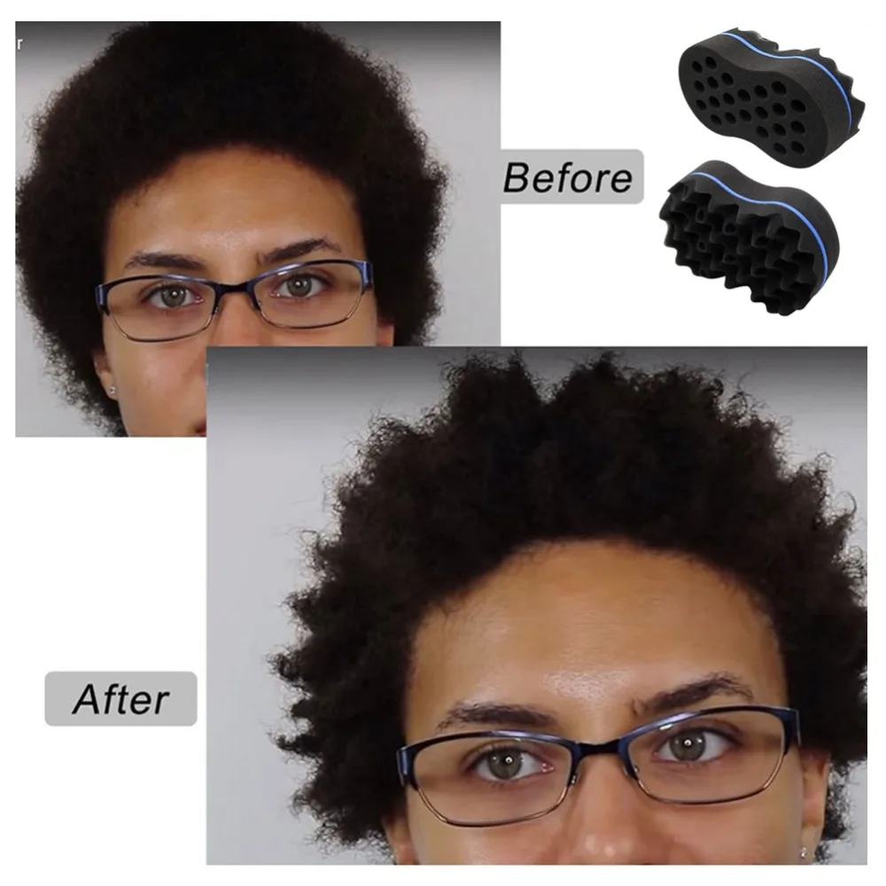 2pcs Daily Grooming Double Sided Hair Twist Sponge Durable Professional Curl Sponge Extra Thick Twisting Foam Sponge For Men