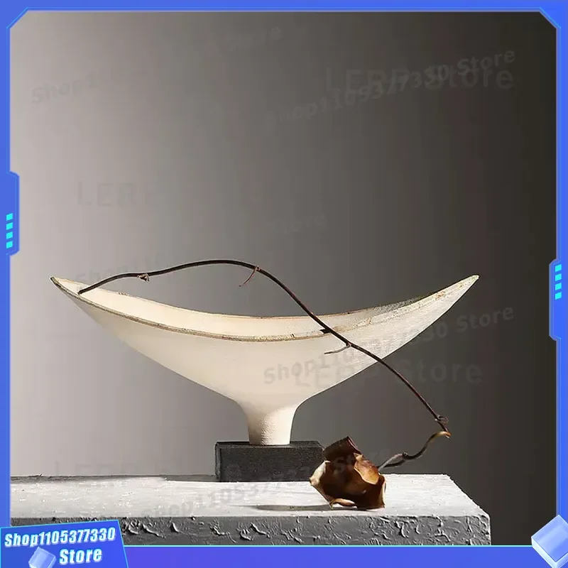 Modern Wabi Style Handmade Tray for Living Room Coffee Table Fruit Plate Office Model Room Decoration Simple Entrance