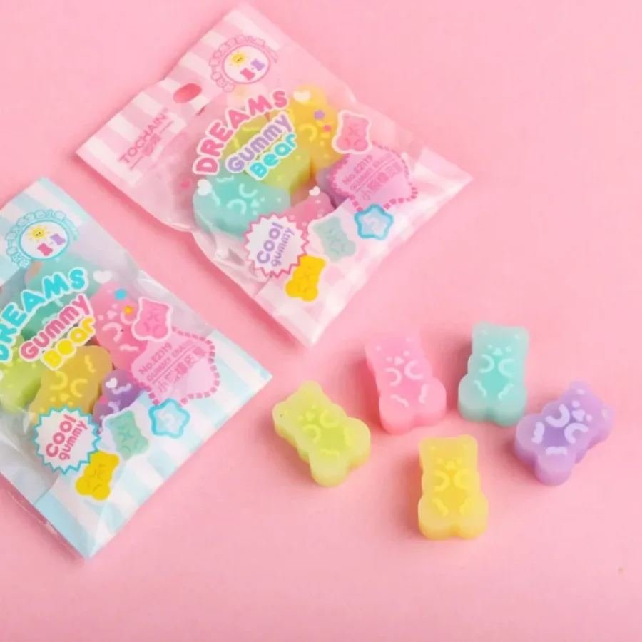 

24 шт., ластики с милым медведем, прозрачный ластик с героями мультфильмов для письма, рисования, Kawaii, школьные принадлежности, милые канцелярские ластики