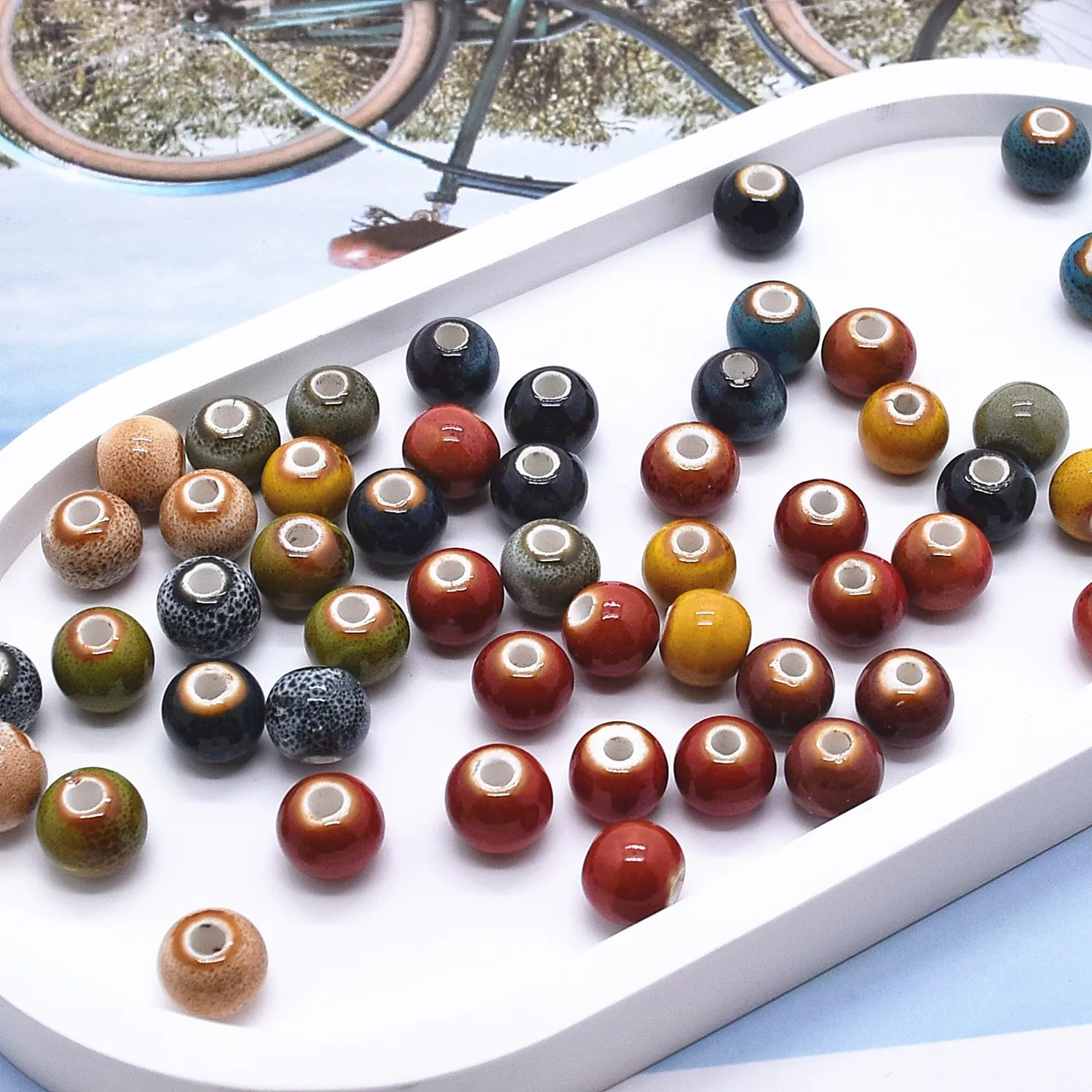 SNASAN 10pcs Ceramic Round Loose Beads 12mm For Bracelets Necklaces Small Pendants DIY Jewelry Making Accessories
