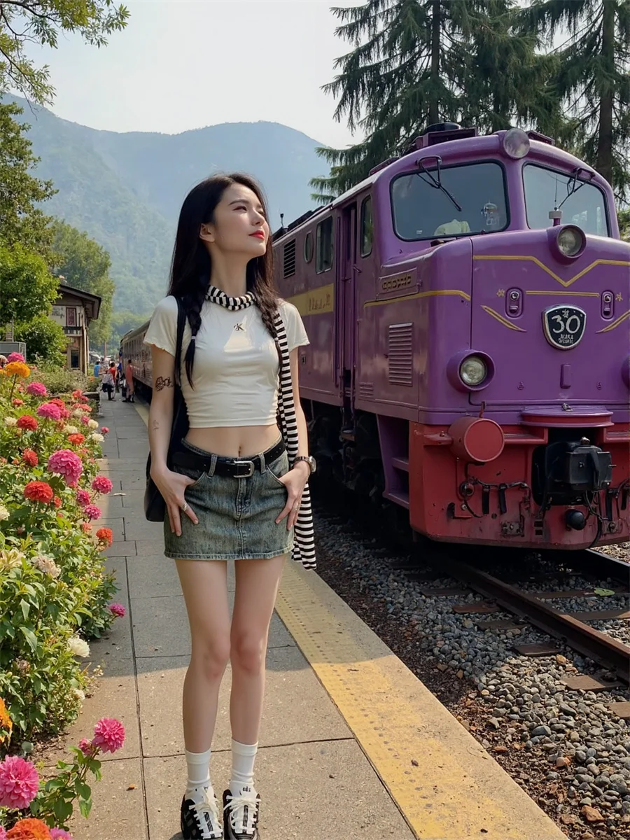 

Джинсовые мини-юбки, женские многоуровневые оборки в стиле пэчворк, легкие кавайные летние модные школьные юбки с высокой талией и аппликацией