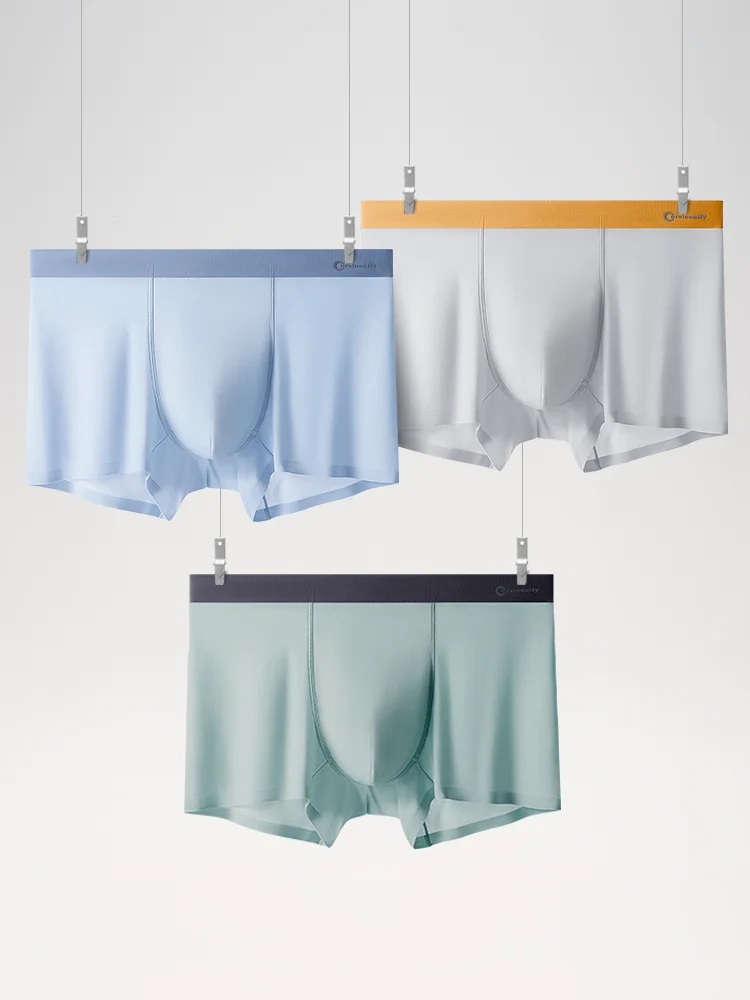 Mutandine da uomo intimo Sexy senza cuciture in seta di ghiaccio da uomo pantaloncini Boxer traspiranti ultrasottili solidi mutande maschili Boxer