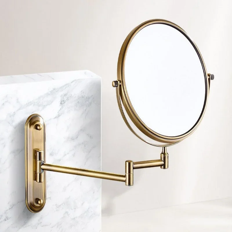 Brass Antique Cosmetic Mirror 3X:1X Magnifying Dressing Mirror 8 Inch Fodable Makeup Mirror Wall Mounted Black Bathroom Mirror