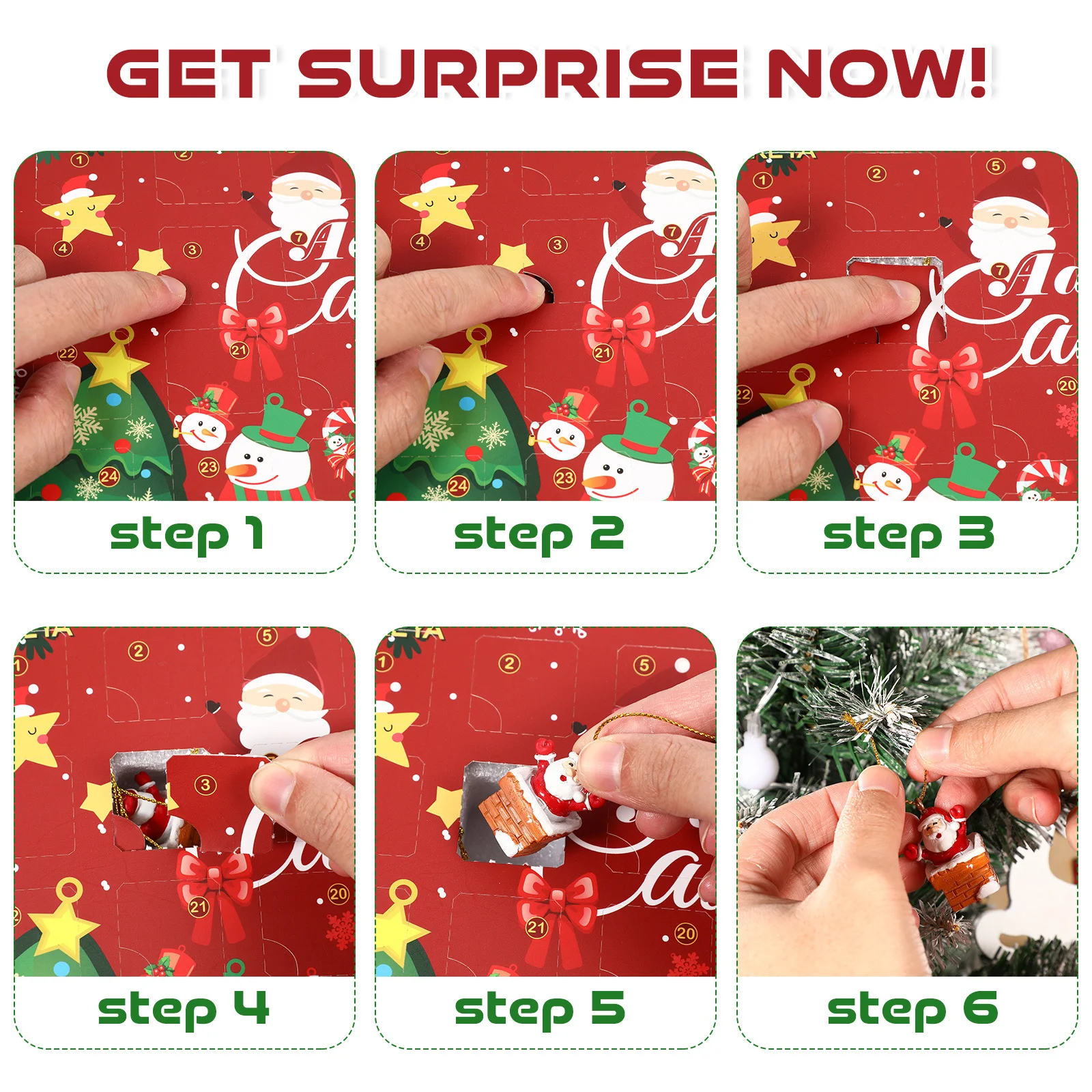 

24pcs Resin Christmas Ornaments Mini Hanging Charms Kids Advent Calendar Party Decor Christmas Countdown Gift Xmas Tree Hanging