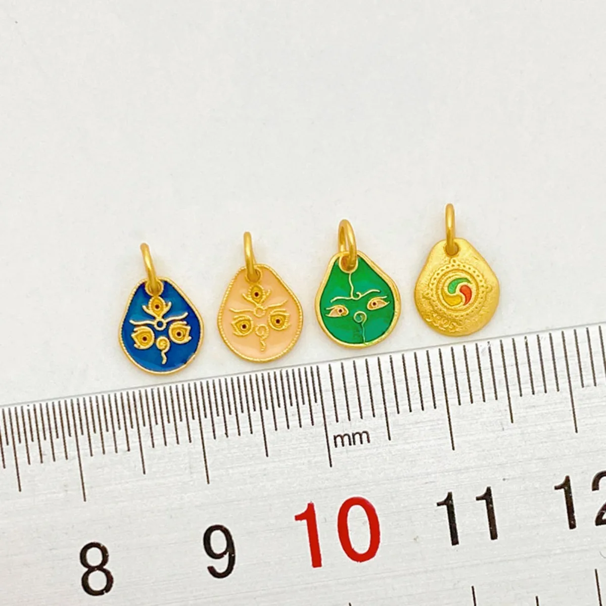 S925 Ancient Silver Plated Gold Plated Burnt Blue Five‑Color God of Wealth Charm Pendant DIY Findings for Bracelet Jewelry Makin