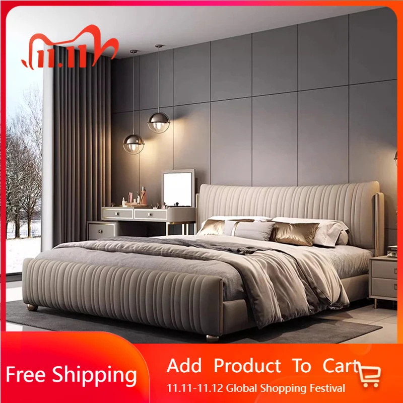 

Простая кожаная массажная кровать принцессы, спальная платформа, безопасная кровать для спальни, двуспальная роскошная мебель для дома с человеческой собакой Letto Matrimoniale