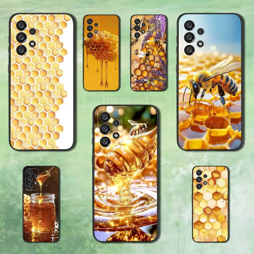 

Yellow Art Honey Grid Phone For Samsung Galaxy A53,31,52,72,41,22,73,32,71,Note,J7,8,9,5G Soft Black Silicone Case