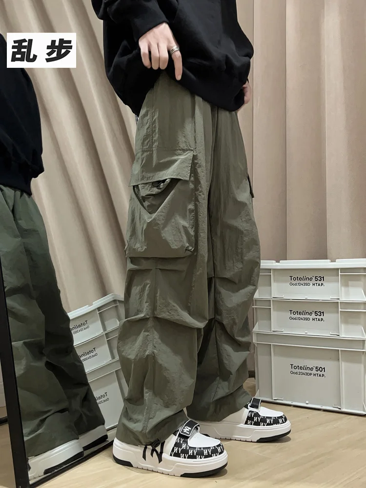 

Men's Summer New Style American High Street Wide Leg Paratrooper Workwear Pants Trendy Loose Straight Casual Long Trousers