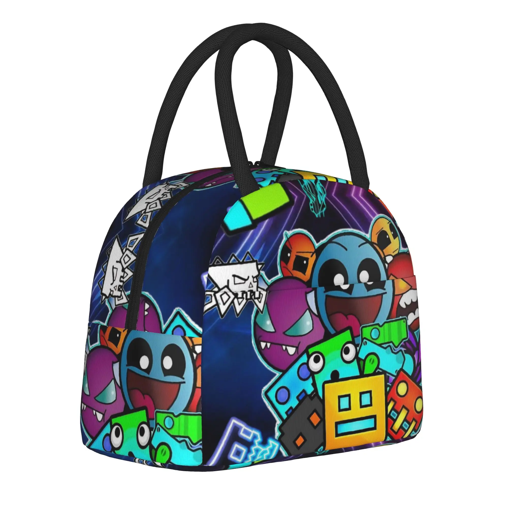 Insulated Lunch Bags Geometry Dash Games Product  Storage Food Box INS Trendy Thermal Cooler Bento Box For School