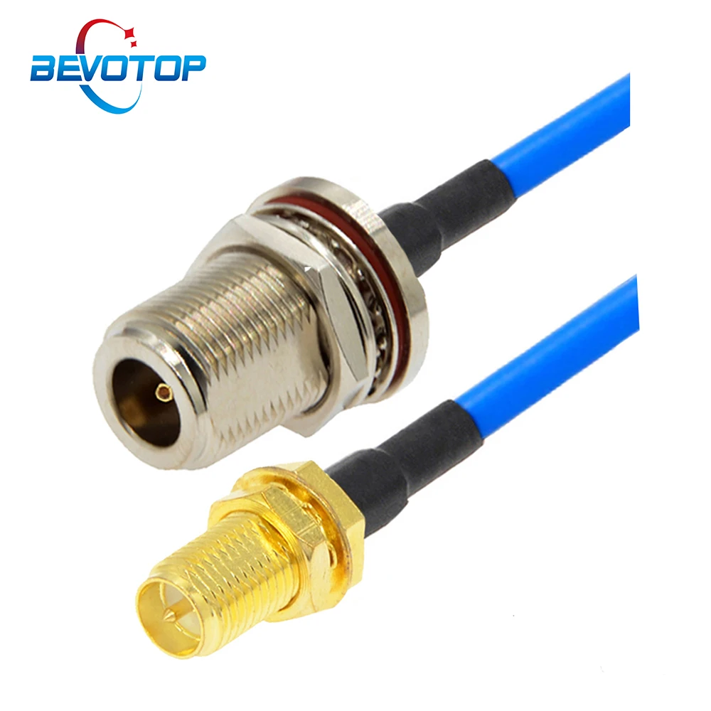 RP-SMA Female to N Female Waterproof Bulkhead Semi-Flexible RG402 Cable 50 Ohm Pigtail RF Jumper Radio Antenna Extension Cord
