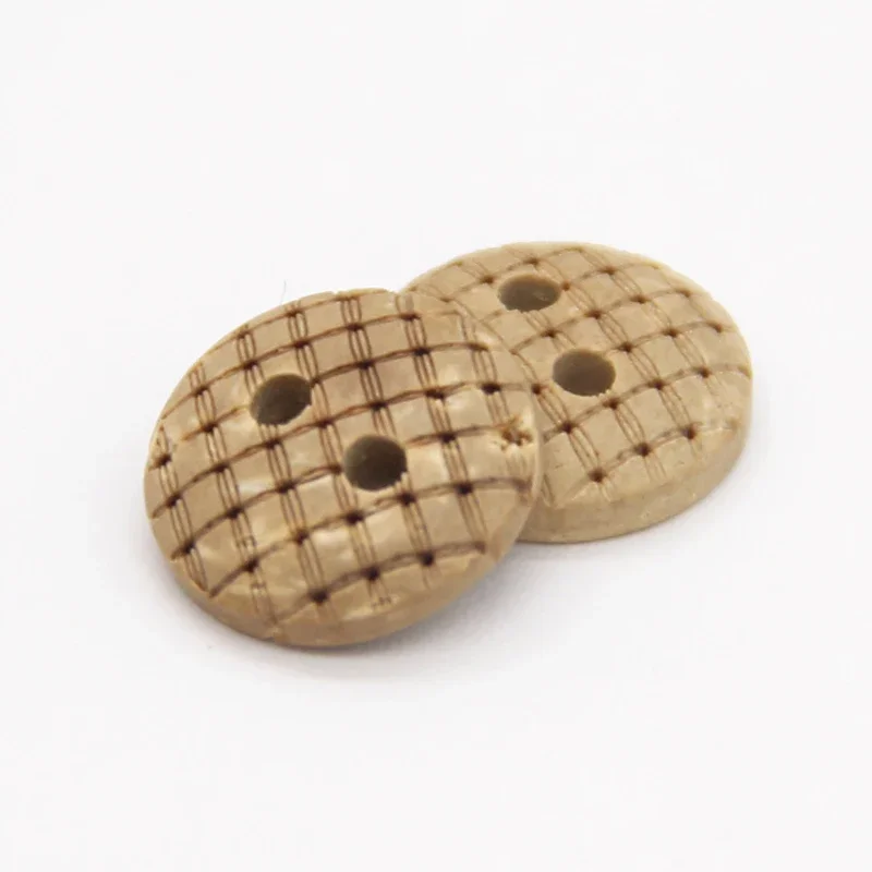 2 Holes Natural Grid Plaid Wood Coconut Sewing Buttons For Clothes White Baby Blouse Shirt Eco-friendly Decorations Wholesale