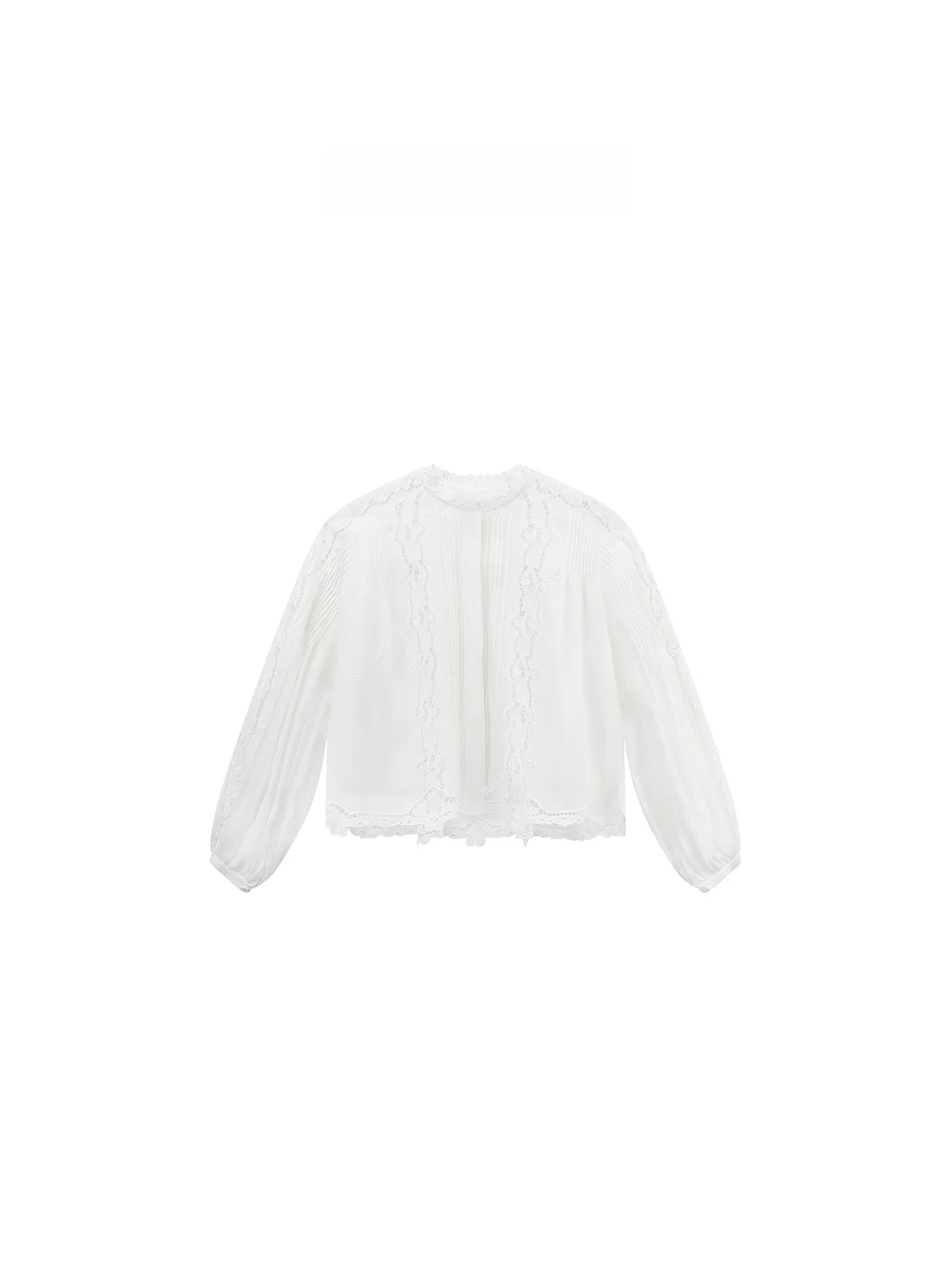 

Spring Summer Women's Hollow out Single Button irt ZONE Liu Water Soluble Flower Slimming Top Casual Sle Long Sve