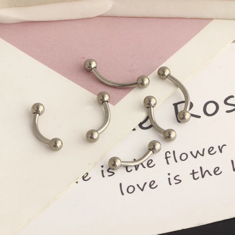 1Pcs G23 Titanium Eyebrow Ring Piercing External Thread Curved Barbell Banana Tongue Rings Ear Cartilage Tragus Body Jewelry