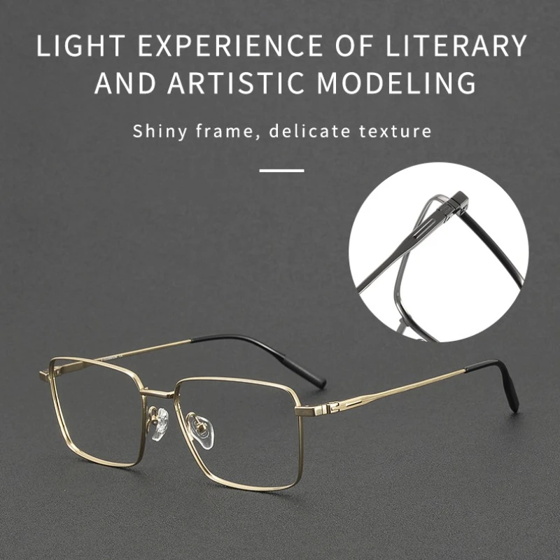 SZTZX Business Full Frame Pure Titanium Glasses Men's Square Reading Glasses Anti Blue Light Prescription Color Changing Glasses