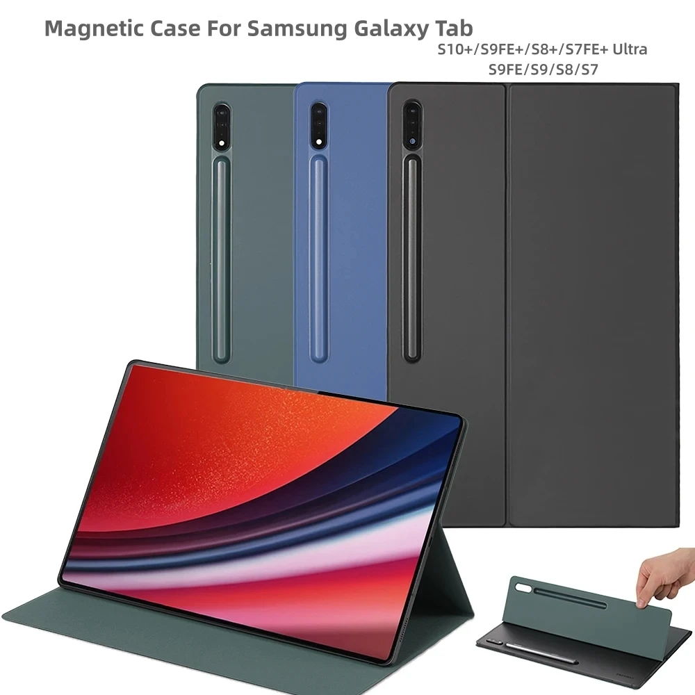 

Магнитный чехол для Samsung Galaxy S9 S8 Ultra, чехол для планшета Galaxy Tab S7 S9 FE Plus, тонкий защитный кожаный чехол