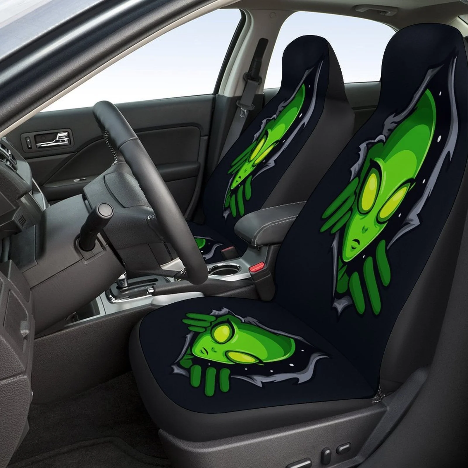 Alien Peek Themed Car Seat Cover Set For Most Cars, Decorative Trendy High-quality Car Seat Protector Covers Full Set, Car Seat