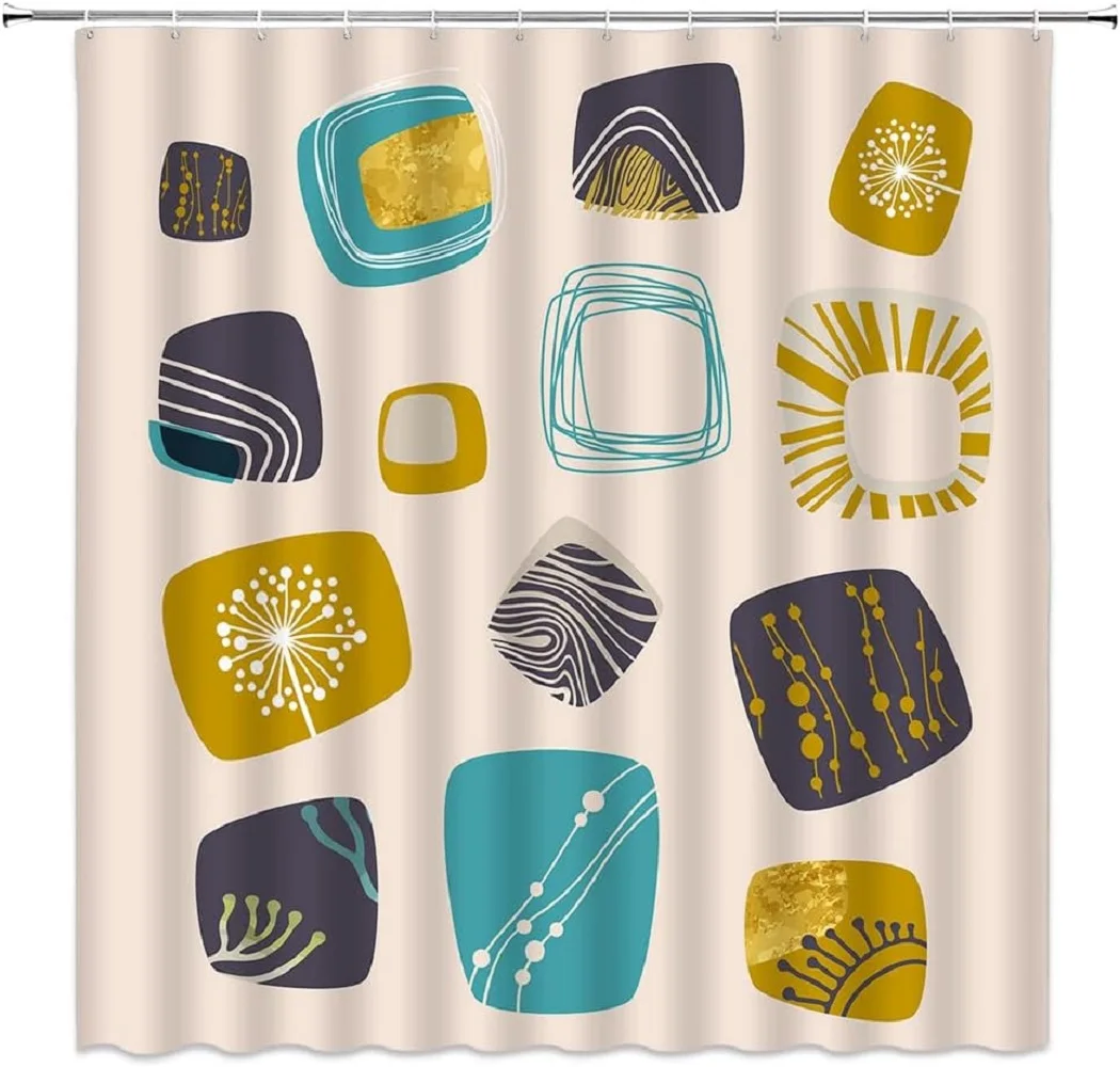 

Abstract art Shower Curtain Waterproof Polyester Fabric Shower Curtain Block color Curtain Bathroom Decor
