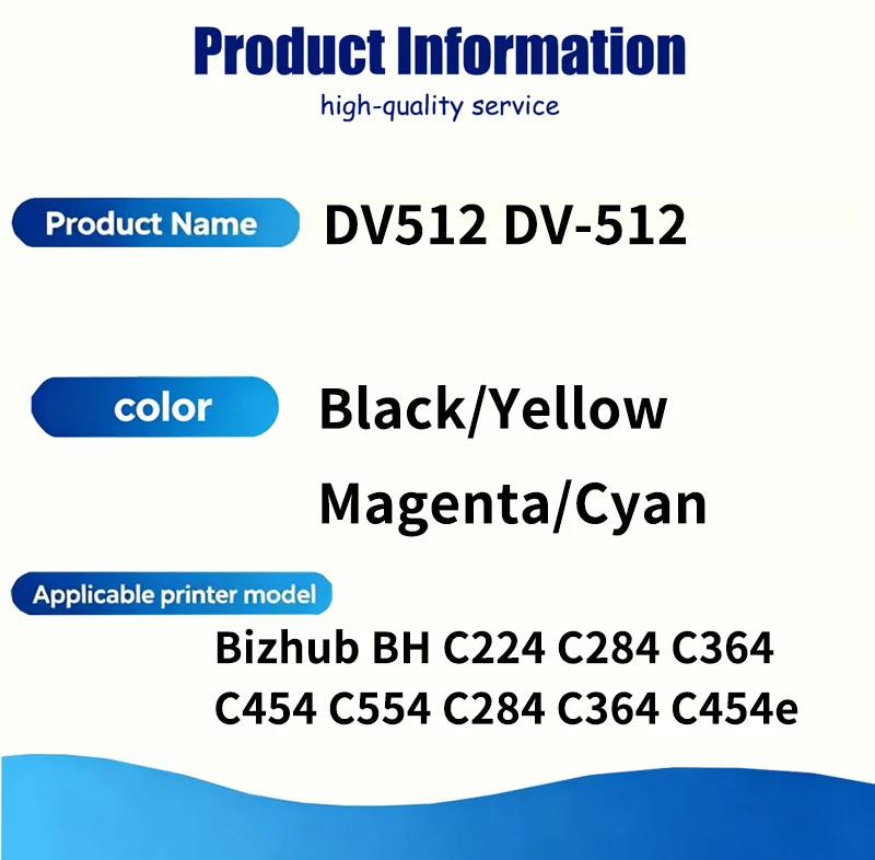 1 PCS/1 SET 250g DV512 DV-512 512 Developer Powder Compatible for Konica Minolta C224 284 364 454 554 C284 C364 C454 C554 C554e