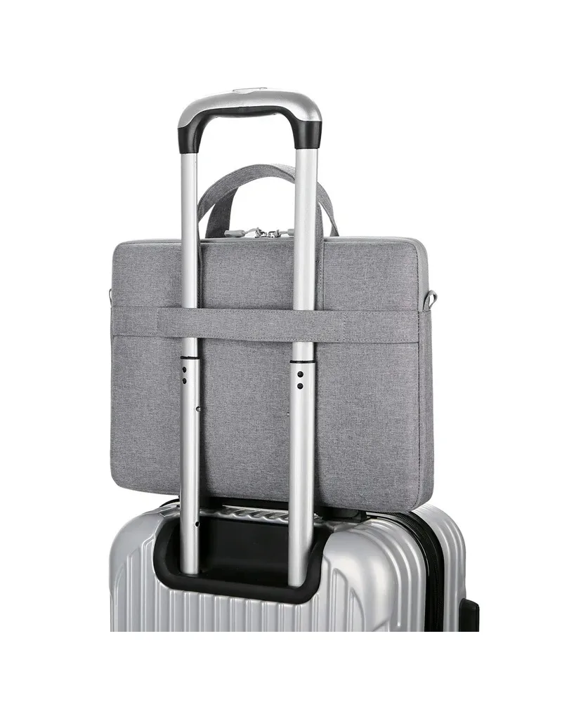 Gray Laptop Handbag 13 14 15.6 Inch Notebook Briefcase With Adjustable Shoulder Strap Oxford Cloth Bag