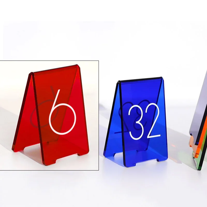 

6PCS Double Sides Standing Acrylic Table Numbers Customized Desk Sign Plates Restaurant Cafe Bar Table Marker Reserved Seat Card