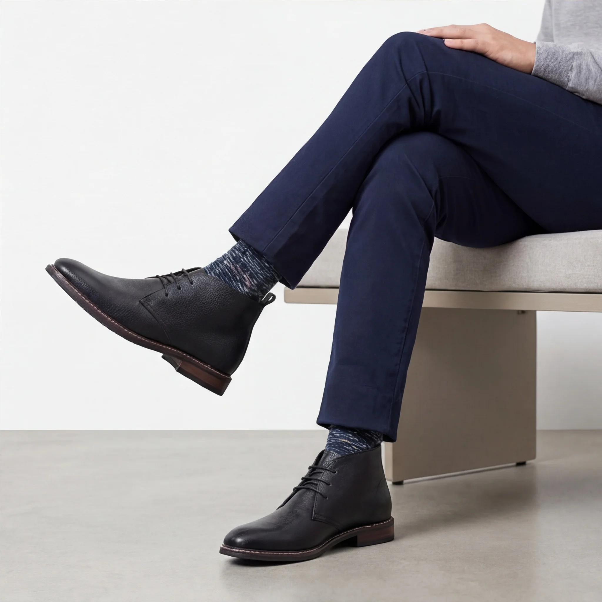 100% Leder Herren Chukka Boots Modische Bequeme Marken-Knöchelstiefel Echtleder Desert Boots # KD585 – Detail 8