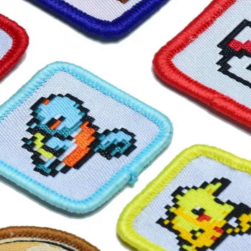 Pokemon Pikachu Pixel Anime Embroidered Patches on Clothes Fusible Patch Garment Jacket Pants DIY Accessories Sewing Decor Gifts