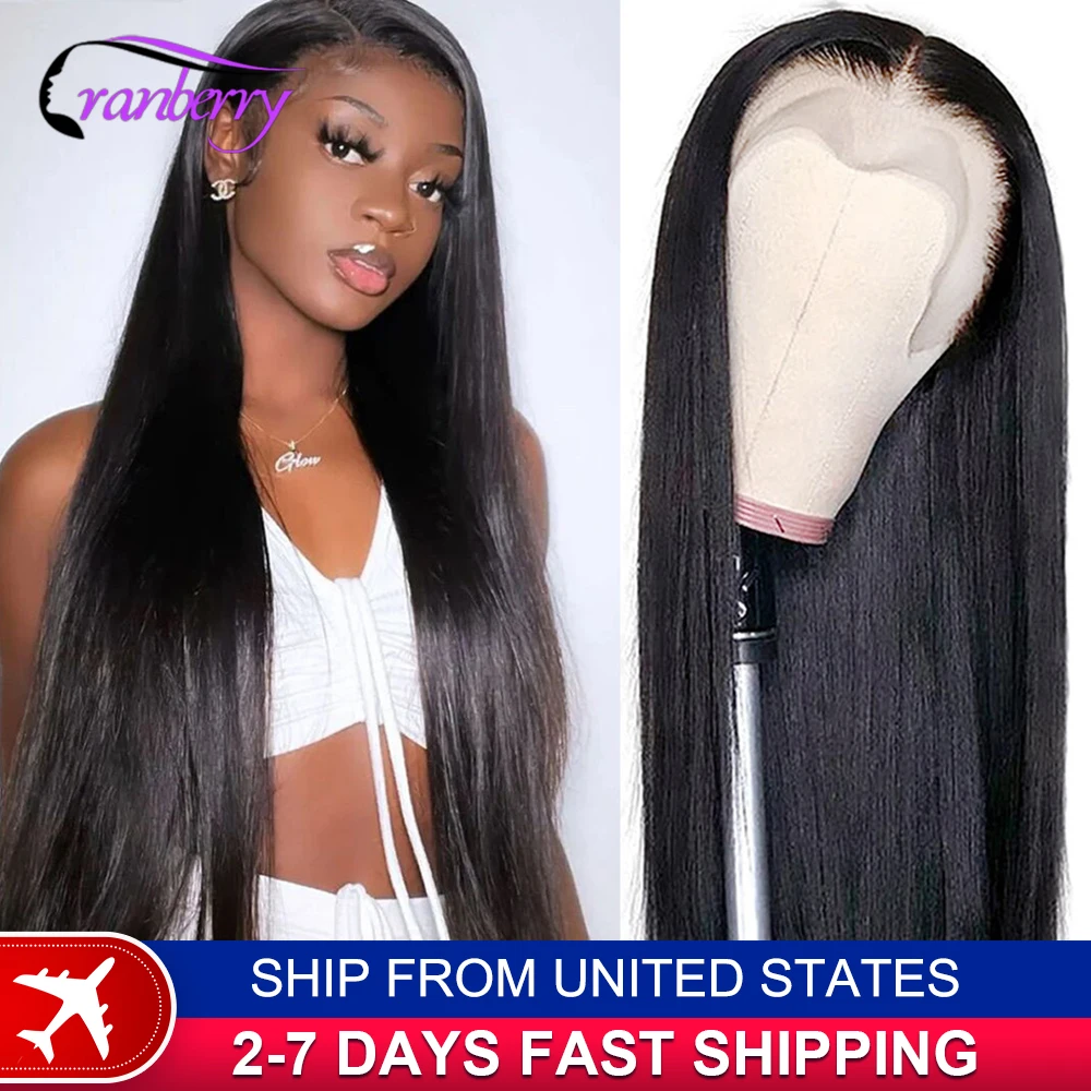 Human Hair Lace Wigs HD Transparent Straight Hair 4x4 Lace Closure Wig 180% Density Cranberry Hair 13x4 Lace Frontal Wig