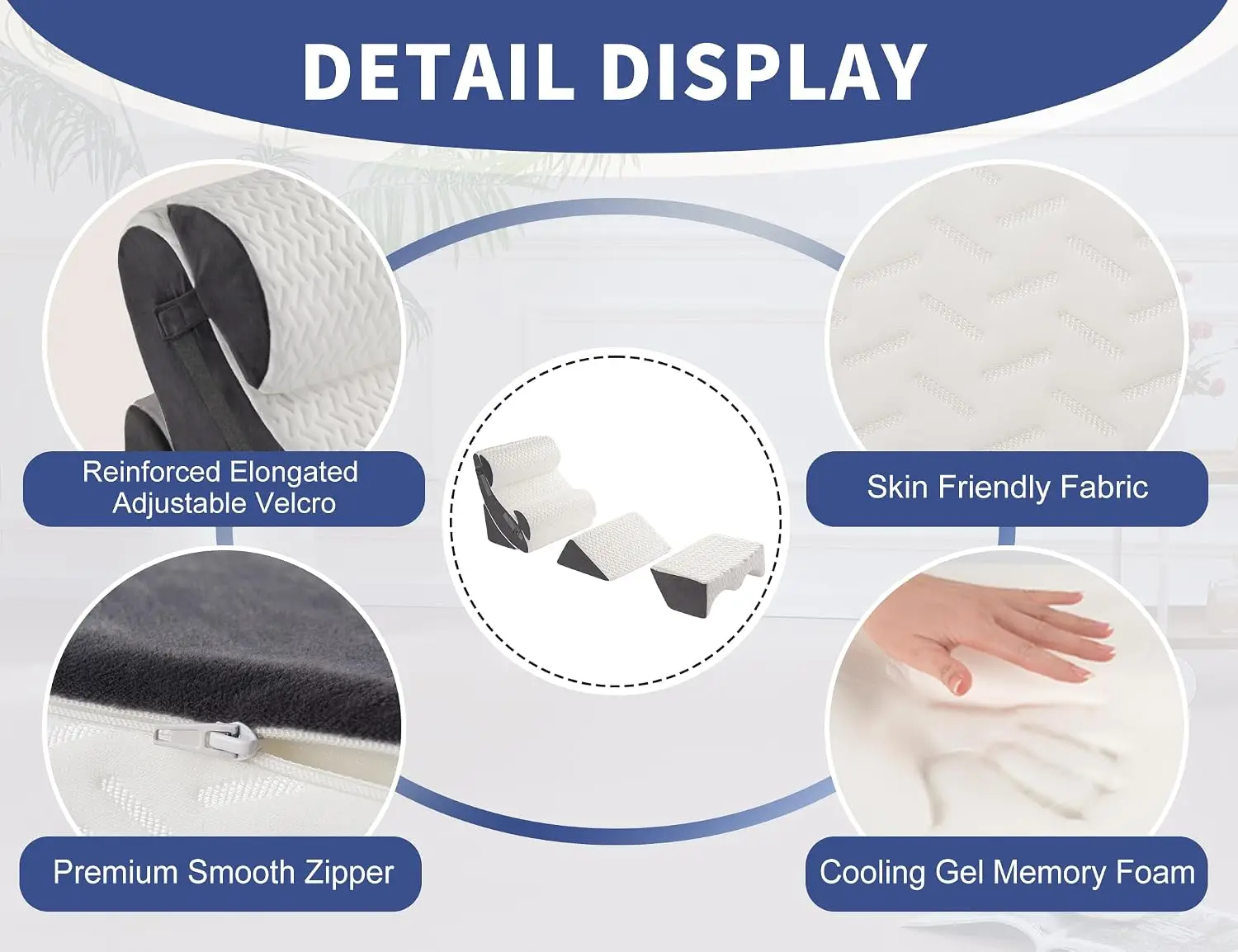 WSOFRLAC 6PCS Multi-Functional Bed Wedge Pillow Kit - 7-in-1 Orthopedic Support for Back/Neck/Legs, Post Surgery Recovery & Sitt