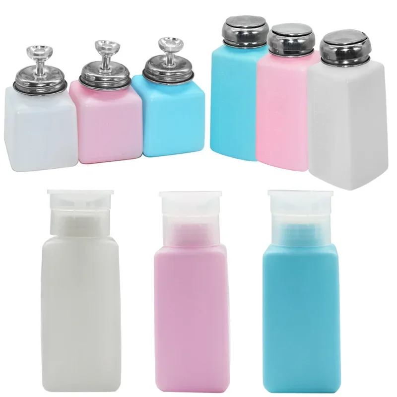 100/250ML Empty Nail Polish Remover Bottle Liquid Alcohol Portable Dispenser Containers Press Pump Refillable Sample Bottles