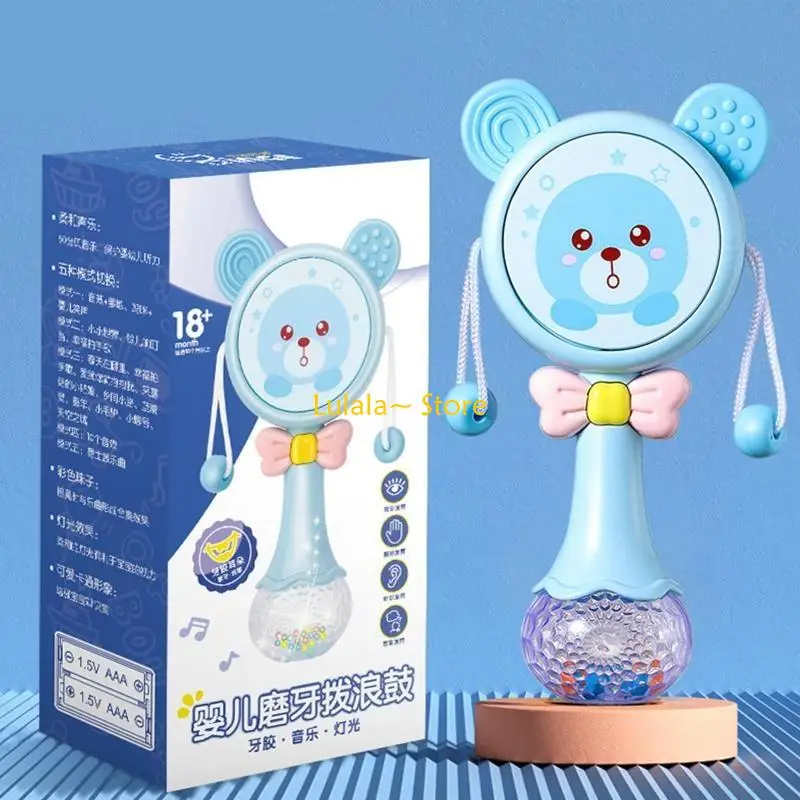Y4QA Baby Musical Rattle Drum Toy Ring Lovely Electric Toy com som embutido Infantic Teether Grab Leangrem Toy