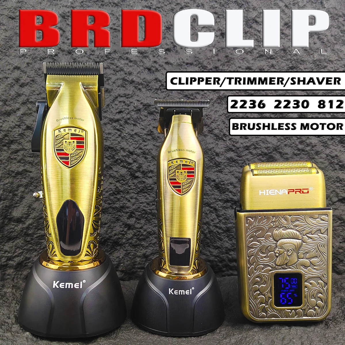 

3PC KM2230 KM2236 BRD-812 7800/7500RPM Full Metal Professional 10W Hair Clipper Brushless Motor Hair trimmer Cutting Machine
