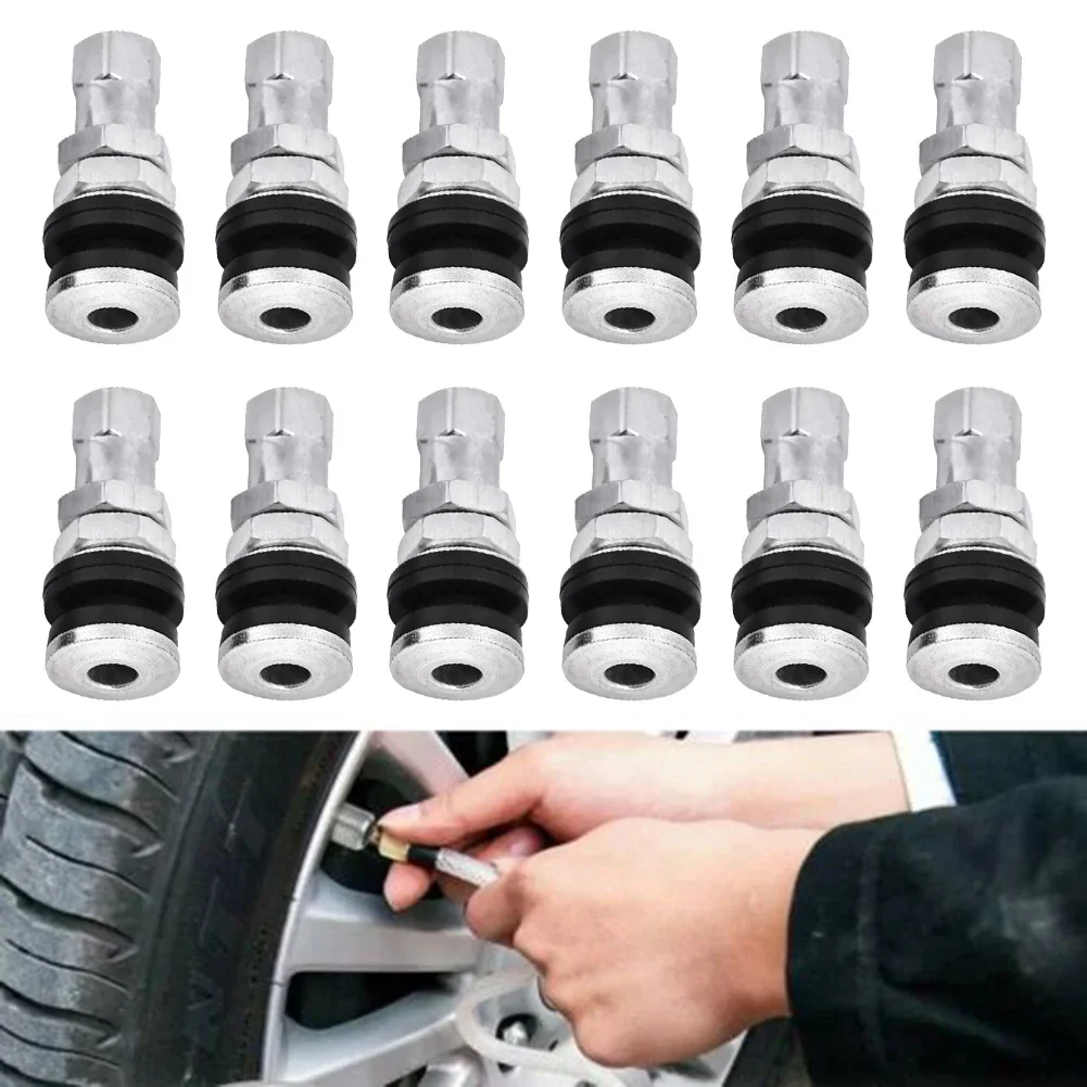 

For Honda For Kawasaki Tire Valve Stems Dust Cover Silver 12pcs High Quality Aluminum Metal Car Tubeless Vacuum