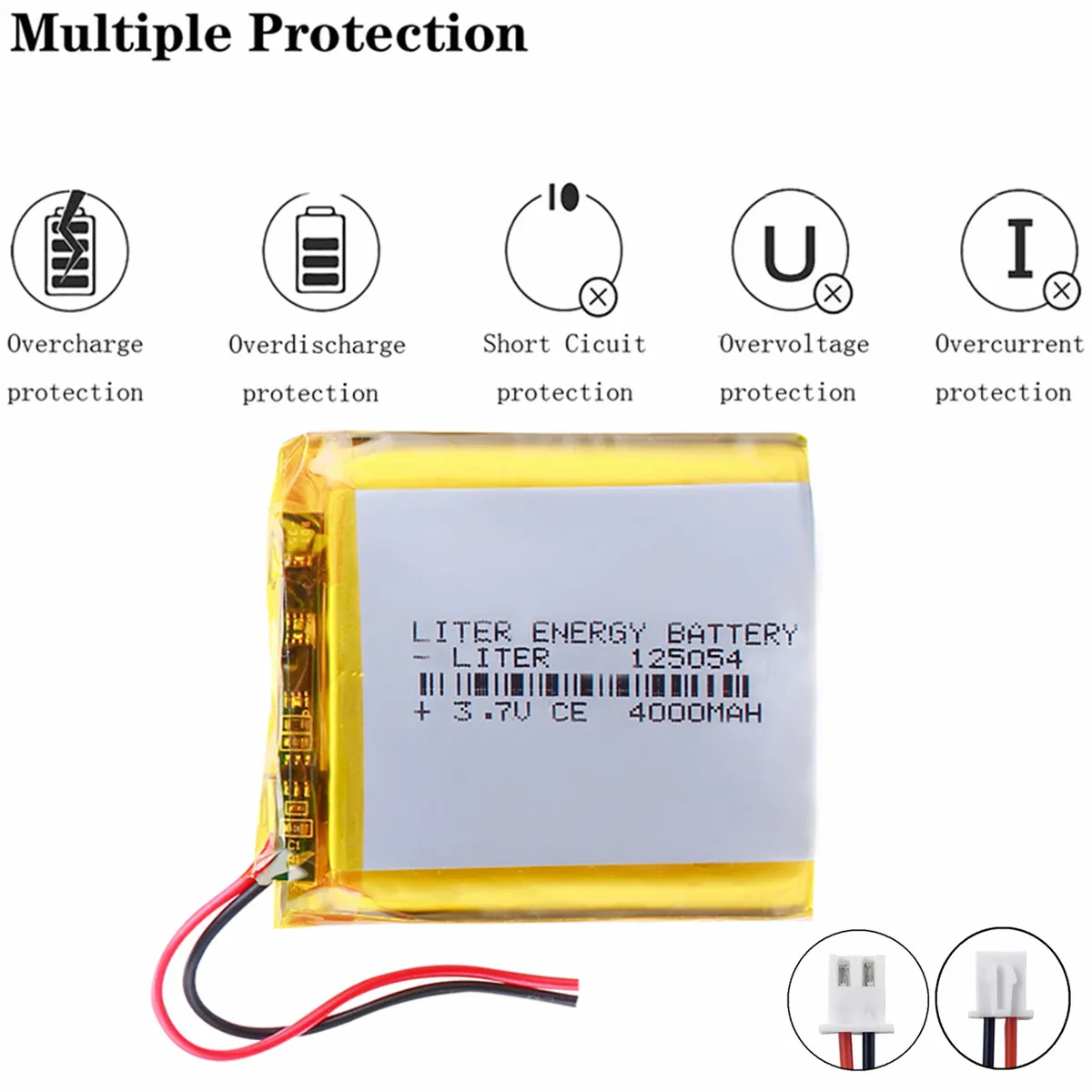 3,7V 4000mAH 125054 Polymer-Lithium-Ionen-/Li-Ionen-Akku mit XH2.54MM-Anschluss