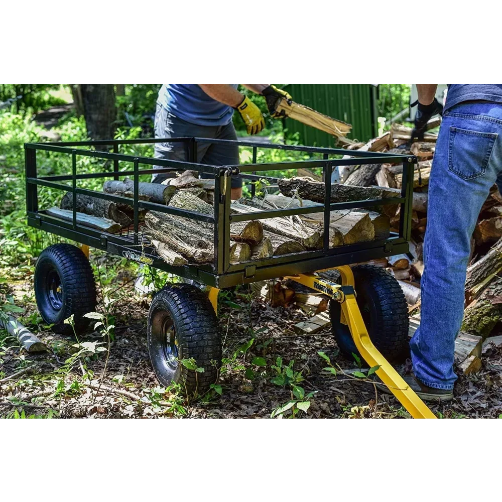 Gorilla Carts GOR1400-COM Steel Utility Cart, Heavy-Duty Convertible 2-in-1 Handle and Removable Sides,12 cu ft,1400 lb Capacity