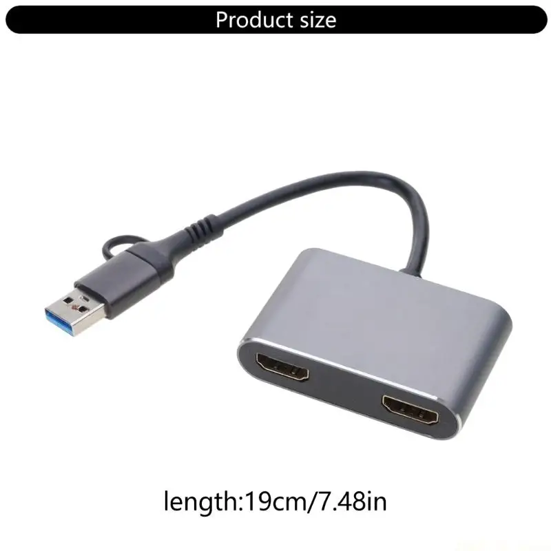 

M5TD USB to Dual HDMI-совместимый 3 в 1 USB-док-станция-концентратор многопортовый видеоадаптер Адаптер 5 Гбит/с для