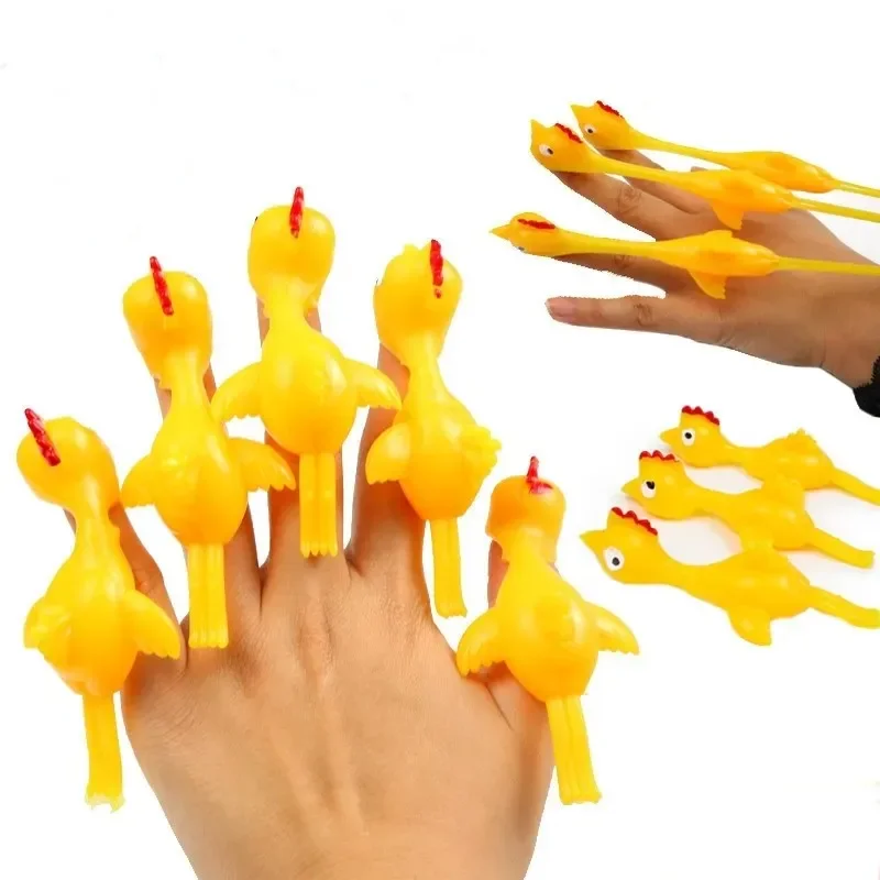 1PC Slingshot Rubber Chicken Finger Toys Stretchy Shoot Novelty Children Antistress Toy Kids Adult Educational Game Funny Gift