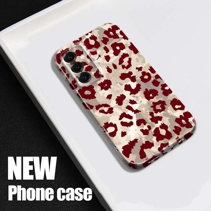

Leopard Print Red Beige Phone Case For Samsung A73 A57 A56 A55 A53 A51 A37 A36 A35 A26 A21s A16 A15 A07 5G Feilin Shell