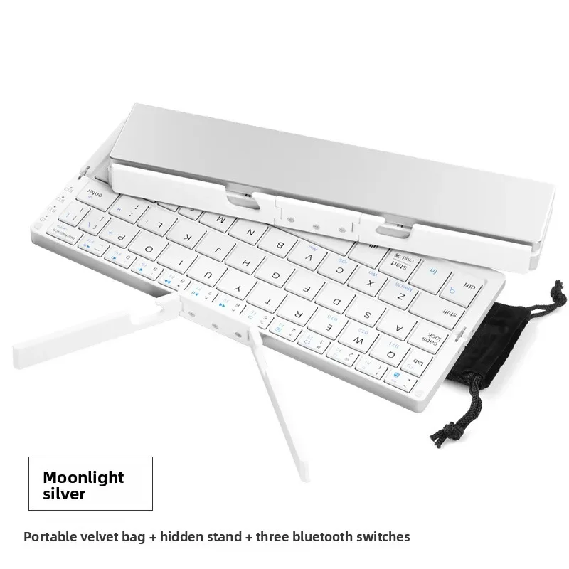 Portable Foldable Bluetooth Keyboard Mouse Combo HB199, Quiet Typing Wireless Kit Compatible with Phone Tablet PC