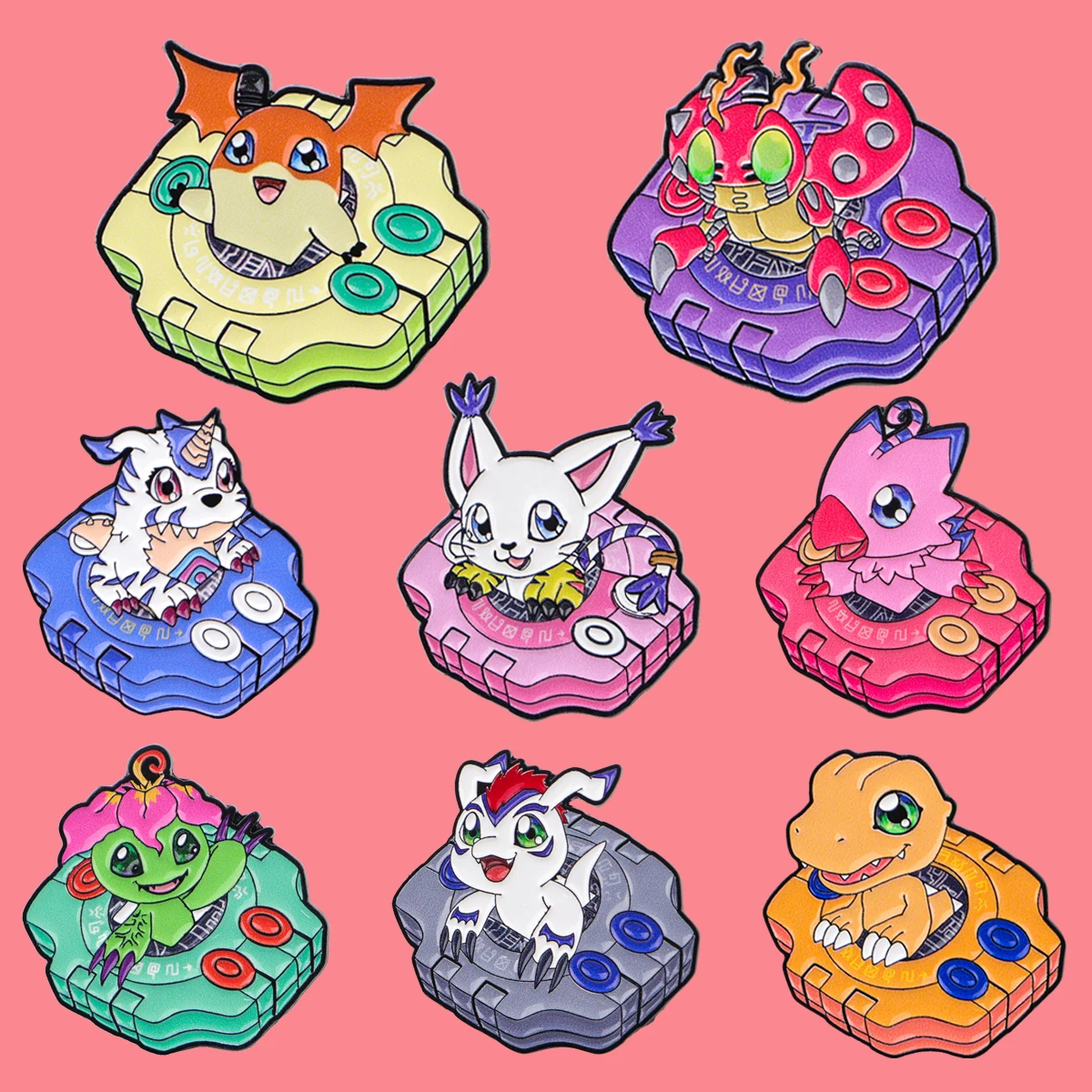 Digital Monster Anime Enamel Pin Happy Dinosaur Animals Badge for Backpacks Collar Lapel Pin Hat Jewelry Birthday Gifts for Kids