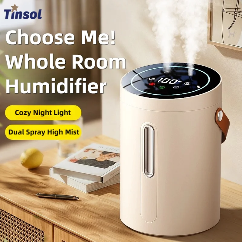 TINSOL 2500ml Digital Display Dual Spray Humidifier USB Essential Oil Aroma Humidifier Bedroom Three-Level Mist Humidifier