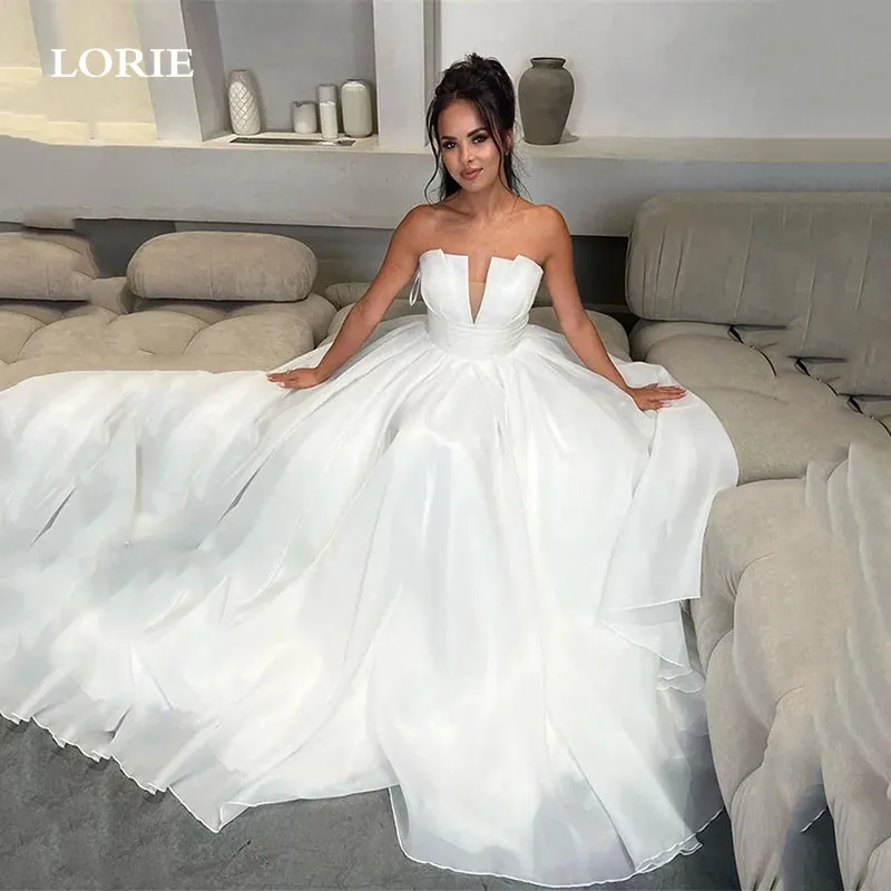 

LORIE Organza Princess Wedding Dresses Strapless A Line Bride Dress Vestidos de novia Elegant Wedding Gown 2024 Plus Size