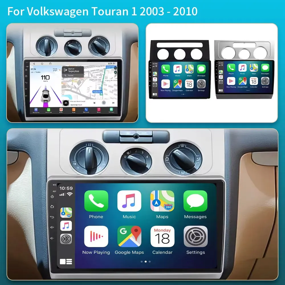 Android 16 Car Radio For Volkswagen Touran 1 2003 - 2010 Carplay Navi Auto GPS 5G Multimedia Auto Stereo BT IPS Screen DSP BT DV