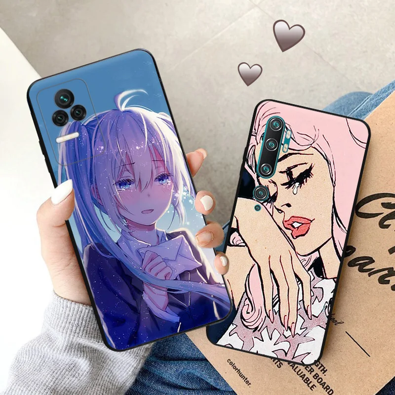 Ultra Thin Phone Case For Redmi Note11 11s A1 A2 Plus K60 K50 K40 Xiaomi 14 11t 11Lite Pro Cartoon Sad Tearful Crying Girl Cover