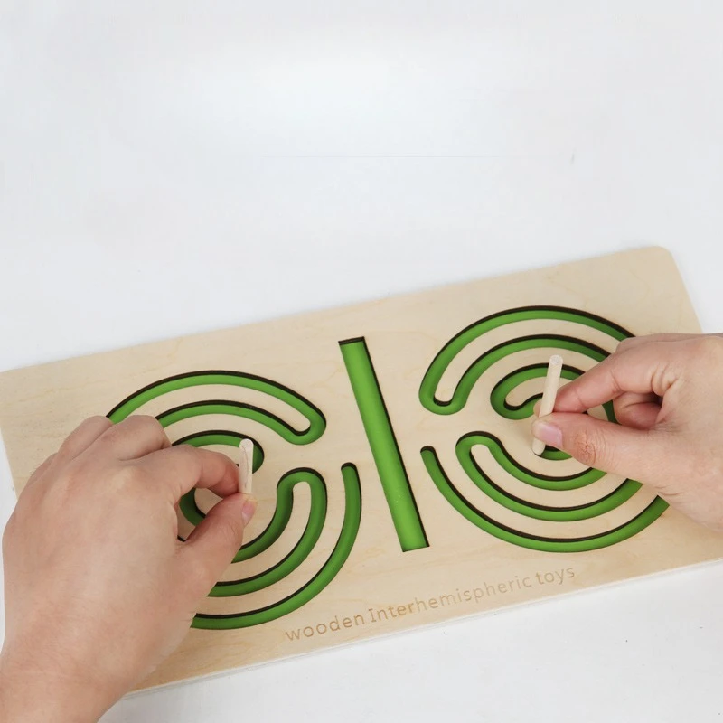 Bambini Sinistra Destra Cervello Puzzle Giocattolo Penna Movimento Traiettoria Controllo Formazione Mano Coordinazione cerebrale Giocattoli educativi in legno